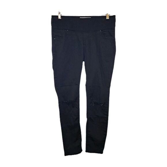 Topshop Denim - Topshop Moto Leigh High Rise Maternity Jeans Black Knee Ripped Size 10